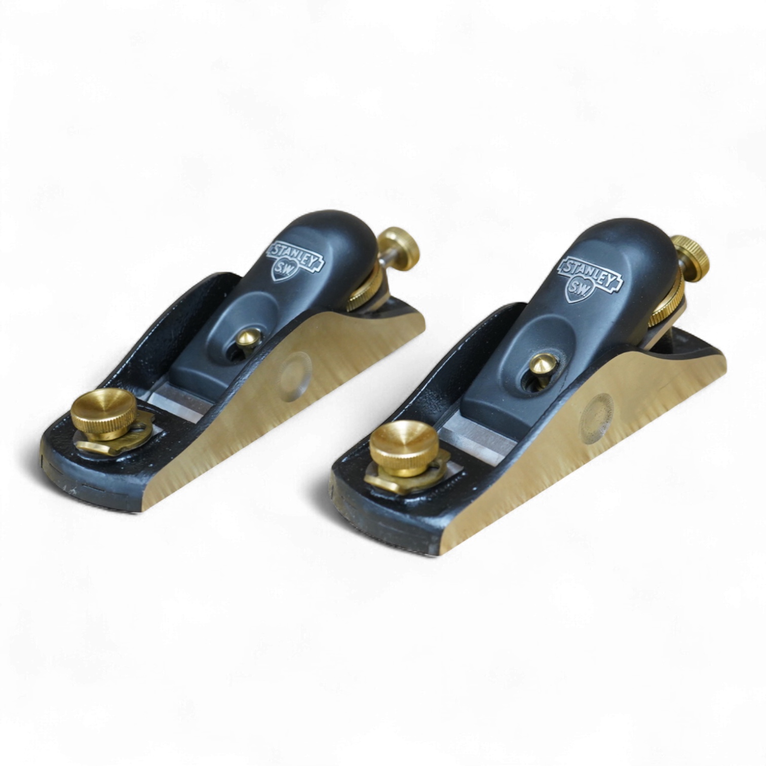 Two modern boxed Stanley Block Planes; a No.9 1/2 block plane, and a No. 60 1/2 low angle block plane, boxed with instruction manuals and other paperwork